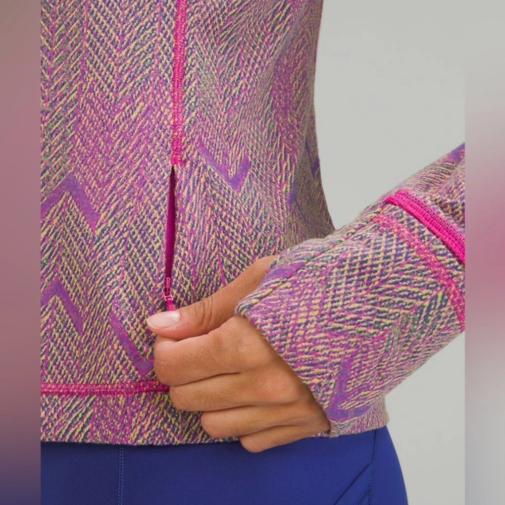Lululemon Swiftly Tech Long Sleeve 2.0 Chevron Herringbone Magenta Purple Size 2